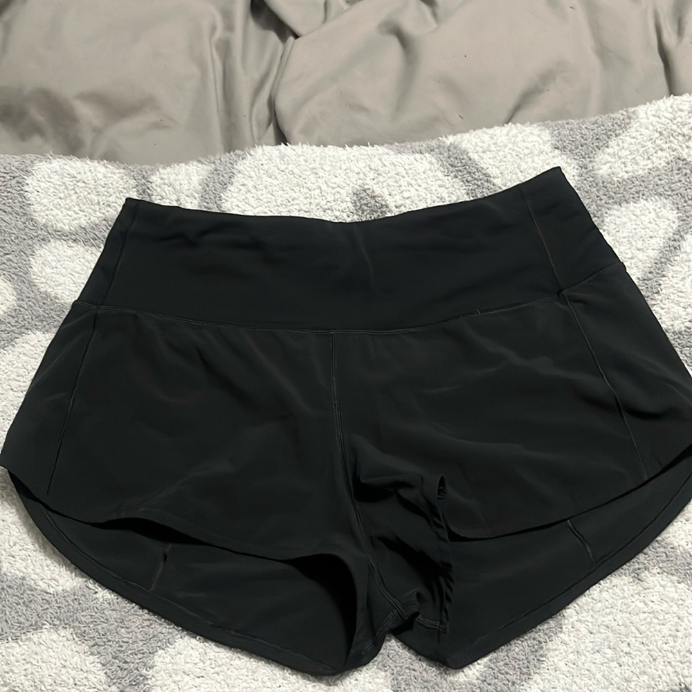 Black high waisted lululemon speed up shorts